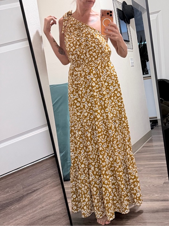 PrettyGarden Dresses & Skirts - 👄NWT Pretty Garden Summer Floral One Shoulder Maxi Dress Knot Ruffle Boho Medium